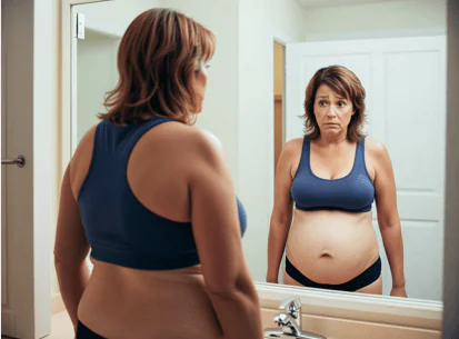 Mulher olhando no espelho